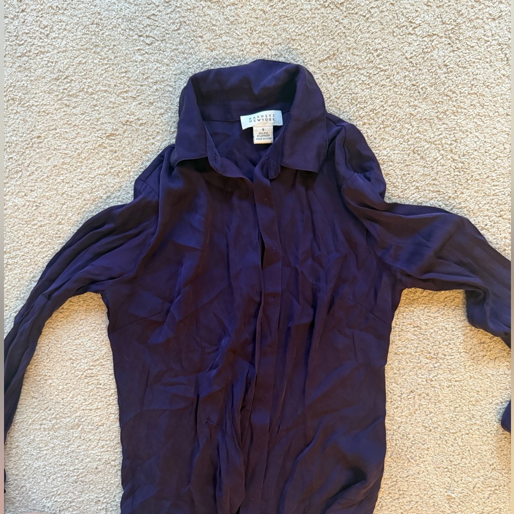 purple barney's new york silk top size 4